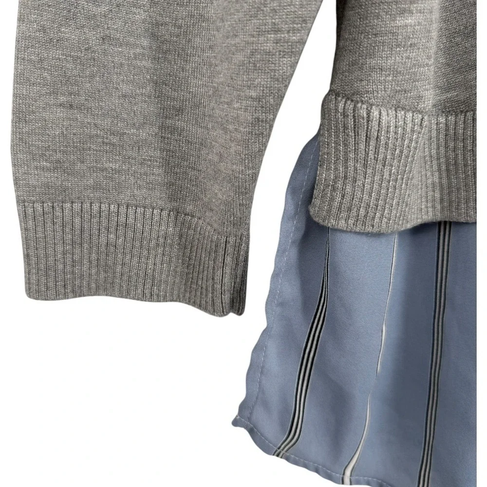 Adrianna Papell Womens 2-in-1 Mixed Media Layered Sweater Top Gray Blue Size 2X - Picture 11 of 14